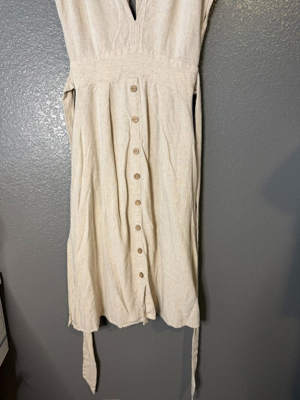 Poetry + Rye Women’s Size 8 Beige Linen Blend Midi Dress Button Front - Picture 4 of 6